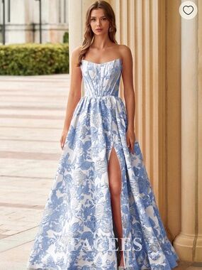 stacees blue dress NEW Michael Kors Blue Chiffon Cold Shoulder Gold Shimmer Dress main image 0